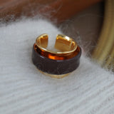 Enamel & Gold Double-layered Open Ring