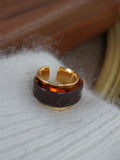 Enamel & Gold Double-layered Open Ring