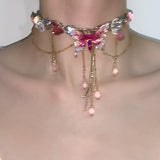 "Pink Siren" Handmade Butterfly Waist Chain / Necklace