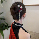 Vintage U-shaped Velvet Rose Hairpin