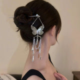 New Chinese Silver Butterfly Wind Chime Tassel Hairpin