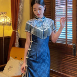 ”Azure Songbird“ Chinese Qipao Dress