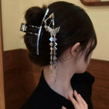 3D Silver Butterfly Tassel Hairpin & Claw Clip