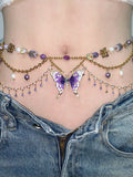 "Amethyst Enigma" Handmade Butterfly Waist Chain / Necklace