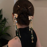 Chinese Style Butterfly Jade Bead Tassel Hairpin