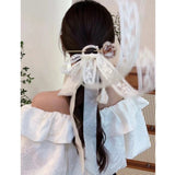 Bow Lace Ribbon Flower Combo Hairpin