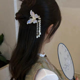 Moonlight Butterfly U-shaped Pearl Tassel Hairpin