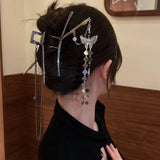 3D Silver Butterfly Tassel Hairpin & Claw Clip