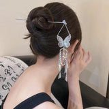 New Chinese Silver Butterfly Wind Chime Tassel Hairpin