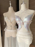 "Pearlescent Flutter" Handmade Resin Corset