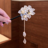 White Cherry Blossom Tassel Hairpin