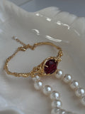 Vintage Irregular Tree Branch Textured Ruby Bracelet