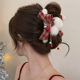 Christmas Bow Plush Hair Claw