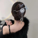 Silver Butterfly Wind Chime Tassel Hair Clip