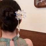 White Cherry Blossom Tassel Hairpin