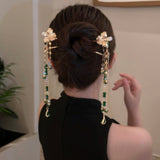 Chinese Style Butterfly Jade Bead Tassel Hairpin