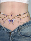 "Amethyst Enigma" Cadena / Collar de cintura de mariposa hecho a mano