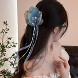 Butterfly Orchid Ribbon Tassel Claw Clip