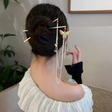 Vintage 3D Butterfly Tassel Double Hairpins