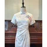 ”White Silk Koi“ Chinese Qipao Dress