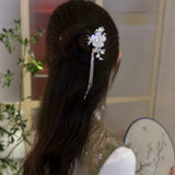 Resin Cherry Blossom Pearl Tassel Hairpin