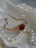 Vintage Irregular Tree Branch Textured Ruby Bracelet