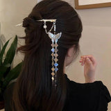 3D Silver Butterfly Tassel Hairpin & Claw Clip