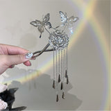 Silver Butterfly Wind Chime Tassel Hair Clip