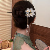 White Cherry Blossom Tassel Hairpin