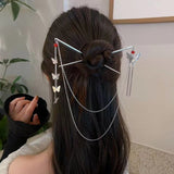 Vintage 3D Butterfly Tassel Double Hairpins