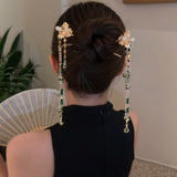 Chinese Style Butterfly Jade Bead Tassel Hairpin