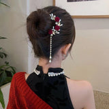 Vintage U-shaped Velvet Rose Hairpin