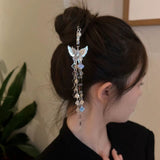 3D Silver Butterfly Tassel Hairpin & Claw Clip