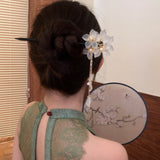 White Cherry Blossom Tassel Hairpin