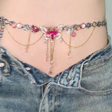 "Pink Siren" Handmade Butterfly Waist Chain / Necklace