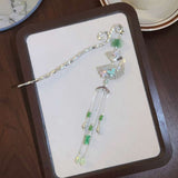 Chinese Style Green Lotus Flower Fan Hairpin