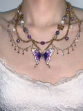 "Amethyst Enigma" Cadena / Collar de cintura de mariposa hecho a mano