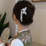 Moonlight Butterfly U-shaped Pearl Tassel Hairpin