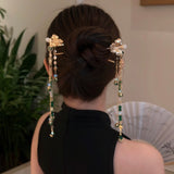 Chinese Style Butterfly Jade Bead Tassel Hairpin