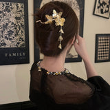 French Vintage Hollow Butterfly Tassel Hair Clip