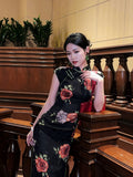 „Midnight Rose“ Chinesisches Qipao Kleid