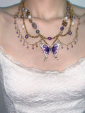 "Amethyst Enigma" Cadena / Collar de cintura de mariposa hecho a mano