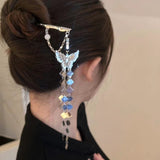 3D Silver Butterfly Tassel Hairpin & Claw Clip