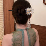 White Cherry Blossom Tassel Hairpin