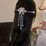 Peony Flower Pearl Tassel Hairpin