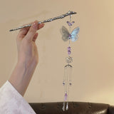 Amethyst Butterfly Tassel Hairpin