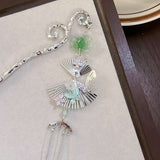 Chinese Style Green Lotus Flower Fan Hairpin