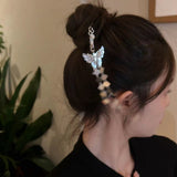 3D Silver Butterfly Tassel Hairpin & Claw Clip