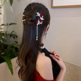 Vintage U-shaped Velvet Rose Hairpin