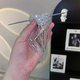 Sparkling Diamond Long Tassel Heart Hairpin